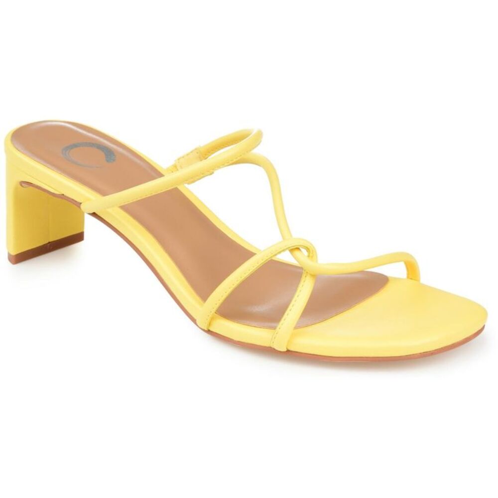 Journee Collection Womens Rianne  Yellow Dressy Slip On Heels Shoes New